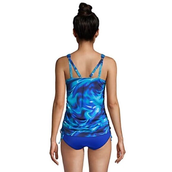 Land’s End Plus Standard size adjustable electric blue swirl tankini Various - Picture 6 of 8